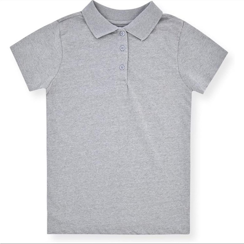 Studio 3 Girl's Short Sleeve Soft Jersey Polo Uniform Shirts, Heather Gray- EUC